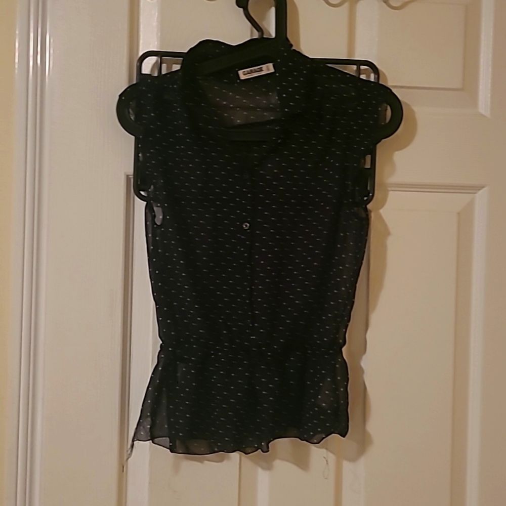 Black Polka dot Sheer top in XS
